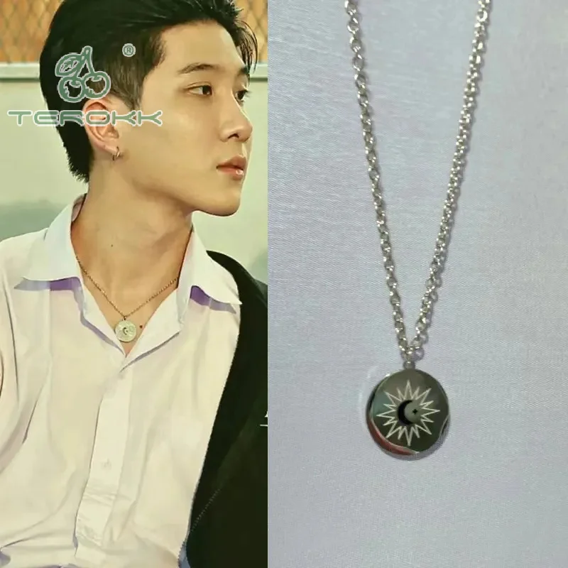 TV Series คาธ The Eclipse Cosplay Ayan Khaotung Moon Star Circular Pendant Titanium Steel Necklace Lovers Jewelry Accessories