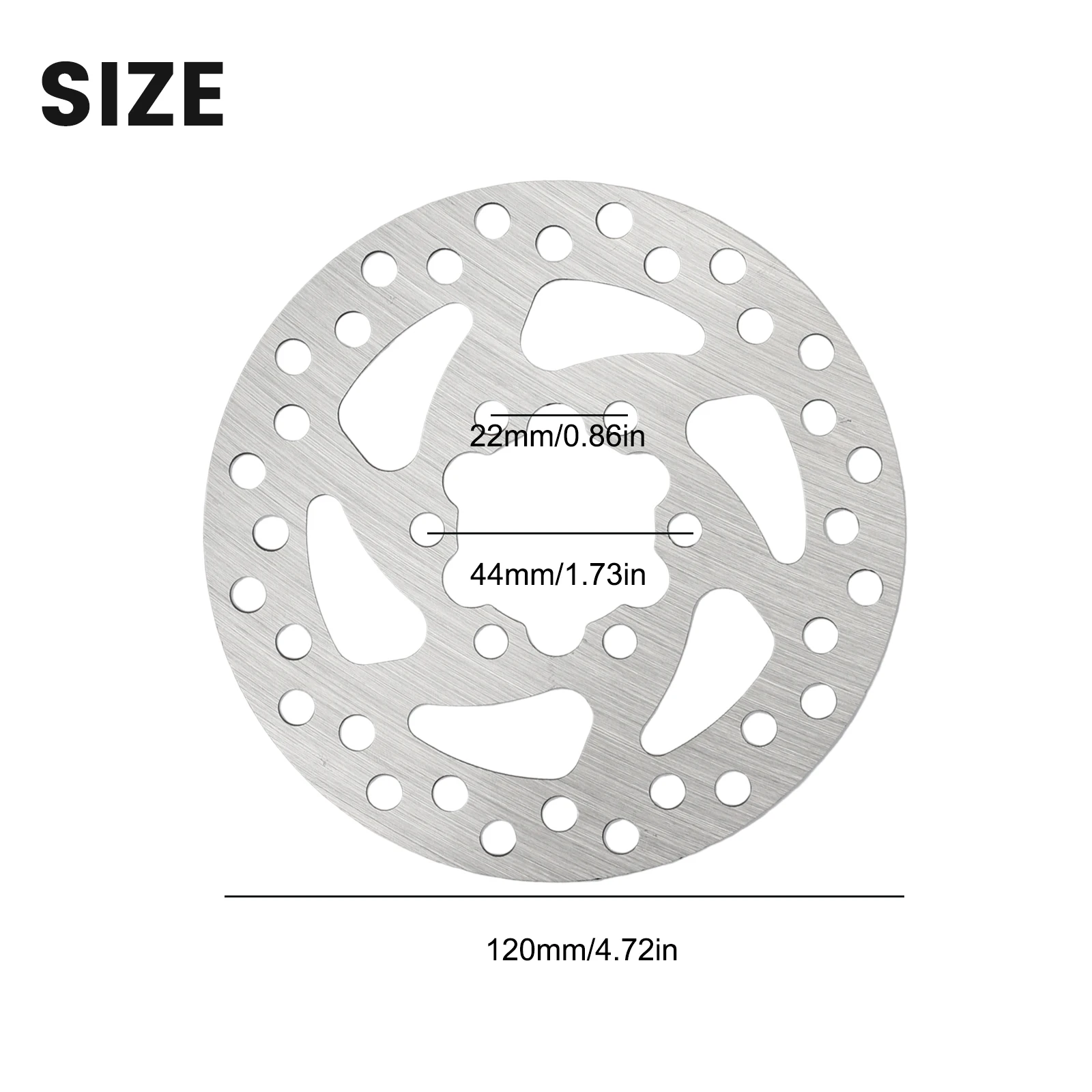 

Stainless Steel Construction of the E Scooter Disk Measuring at 120mm With Six Hole Mounting Options Available