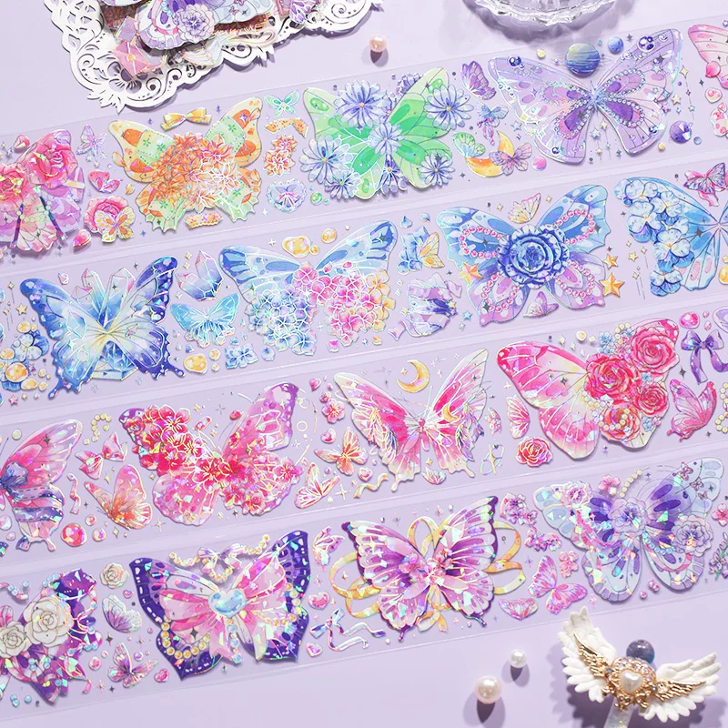 60mm*150cm INS Butterfly Junk Journal PET Tape Creative Scrapbooking Supplies Planner Collage Decor Aesthetics Stationery Tapes