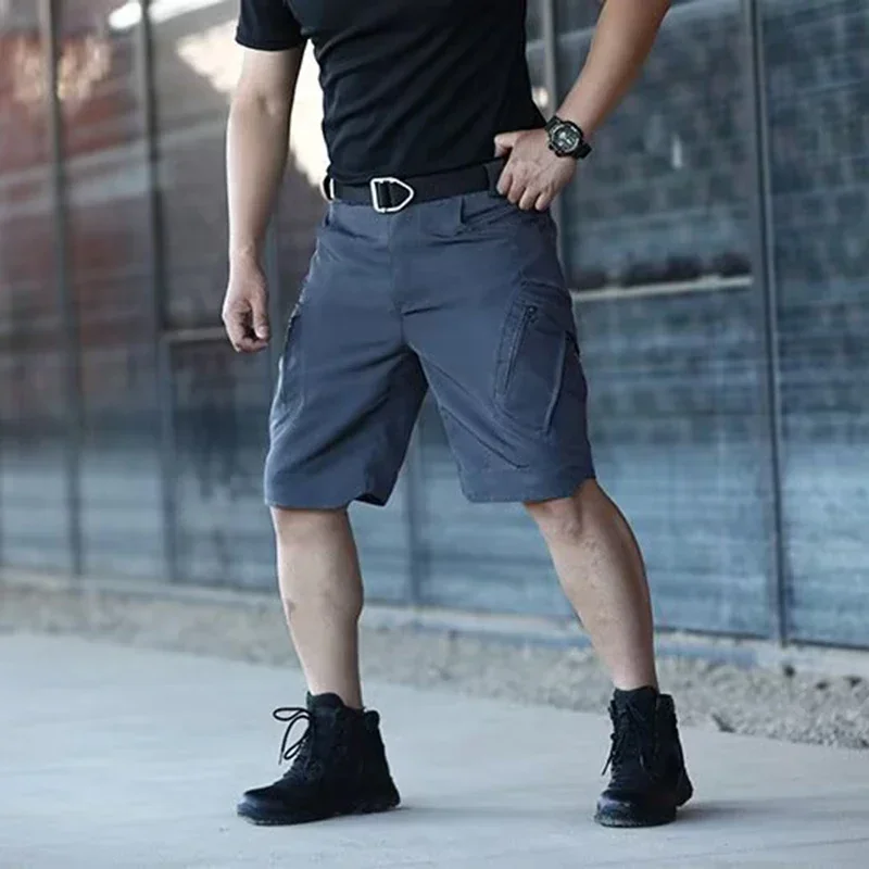 Celana Pendek Kargo Saku Ritsleting Pria Baru Celana Pendek Taktis Perkotaan Tahan Air Musim Panas Pria Celana Pendek Panttdoor Mendaki Kemah Trek Ukuran M-6XL