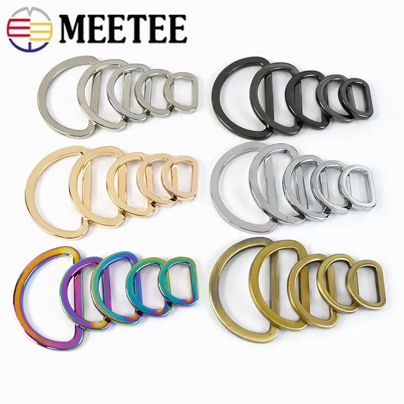 10/20pcs Meetee 16/20/25/32/38mm Metal O D Ring Buckles Flat Bag Purse Strap Dog Collar Adjustable Buckle DIY Garment Supplies