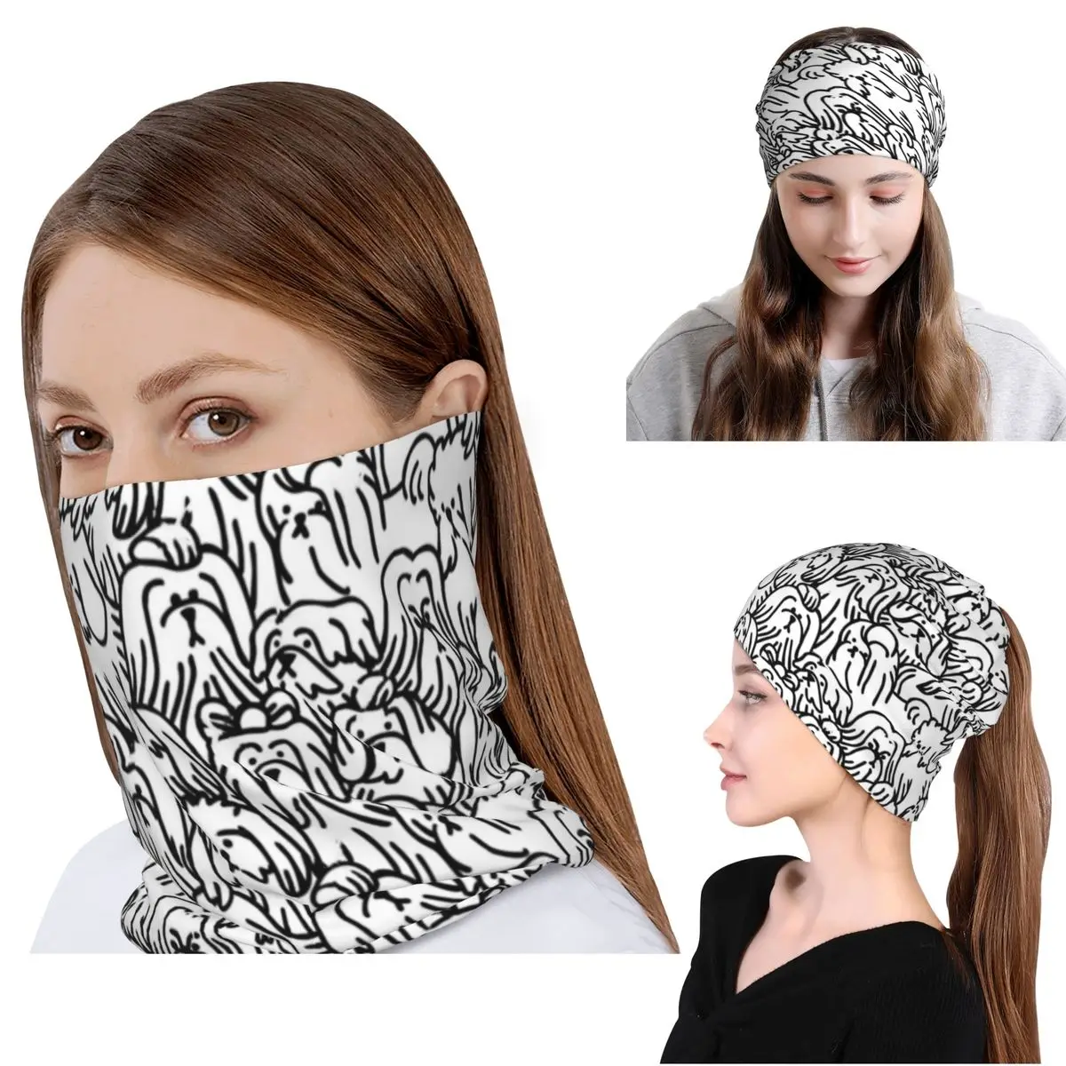 

Oh Shih Tzu Dog Bandana Neck Gaiter Mask Scarf Multifunction Headwear Beanies Hat Unisex Adult Washable