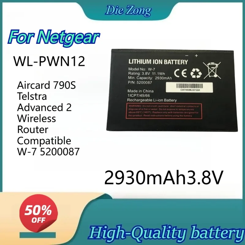 

Высококачественные аккумуляторы 2930 мАч 3.8В WL-PWN12 для беспроводного маршрутизатора Netgear Aircard 790S Telstra Advanced 2 W-7 5200087