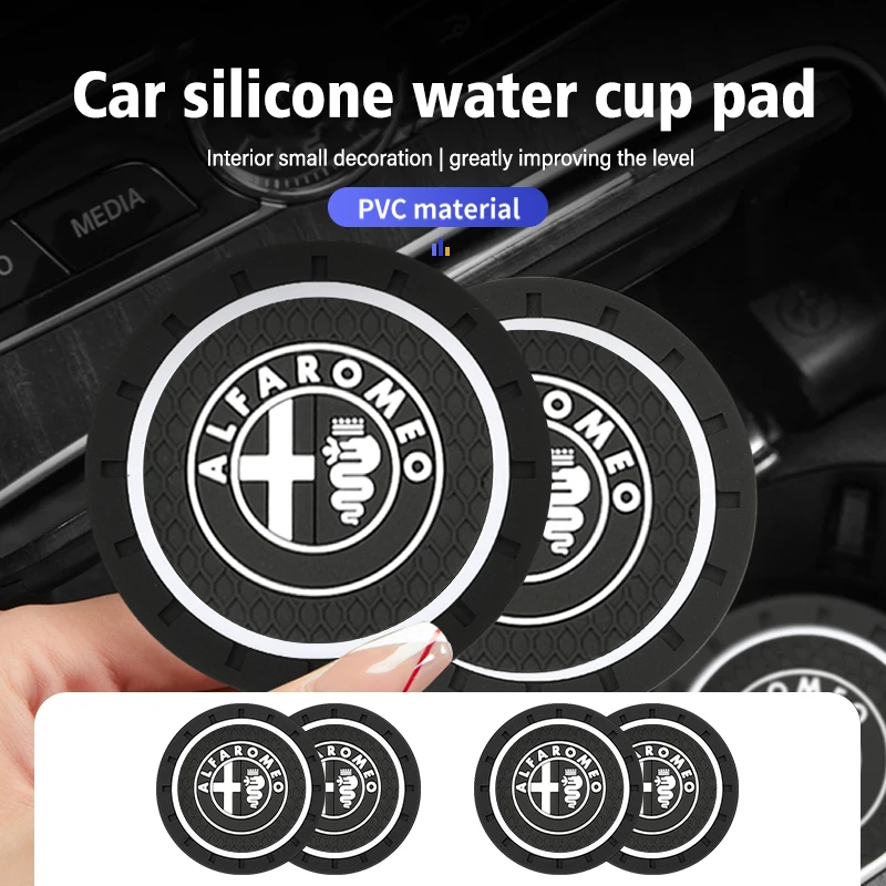 Almohadilla de silicona para taza de agua de coche, almohadillas antideslizantes para bebidas, accesorios para Alfa Romeo GT Stelvio F1 Brera Volante Tonale Gloria Disco