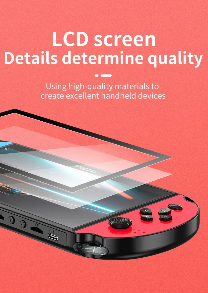 7.0 بوصة X12PLUS 32GB وحدة تحكم ألعاب محمولة باليد ل GB FC MD 5000 ألعاب ريترو دعم التلفزيون خارج الموسيقى الكتاب الاليكتروني مشغل فيديو