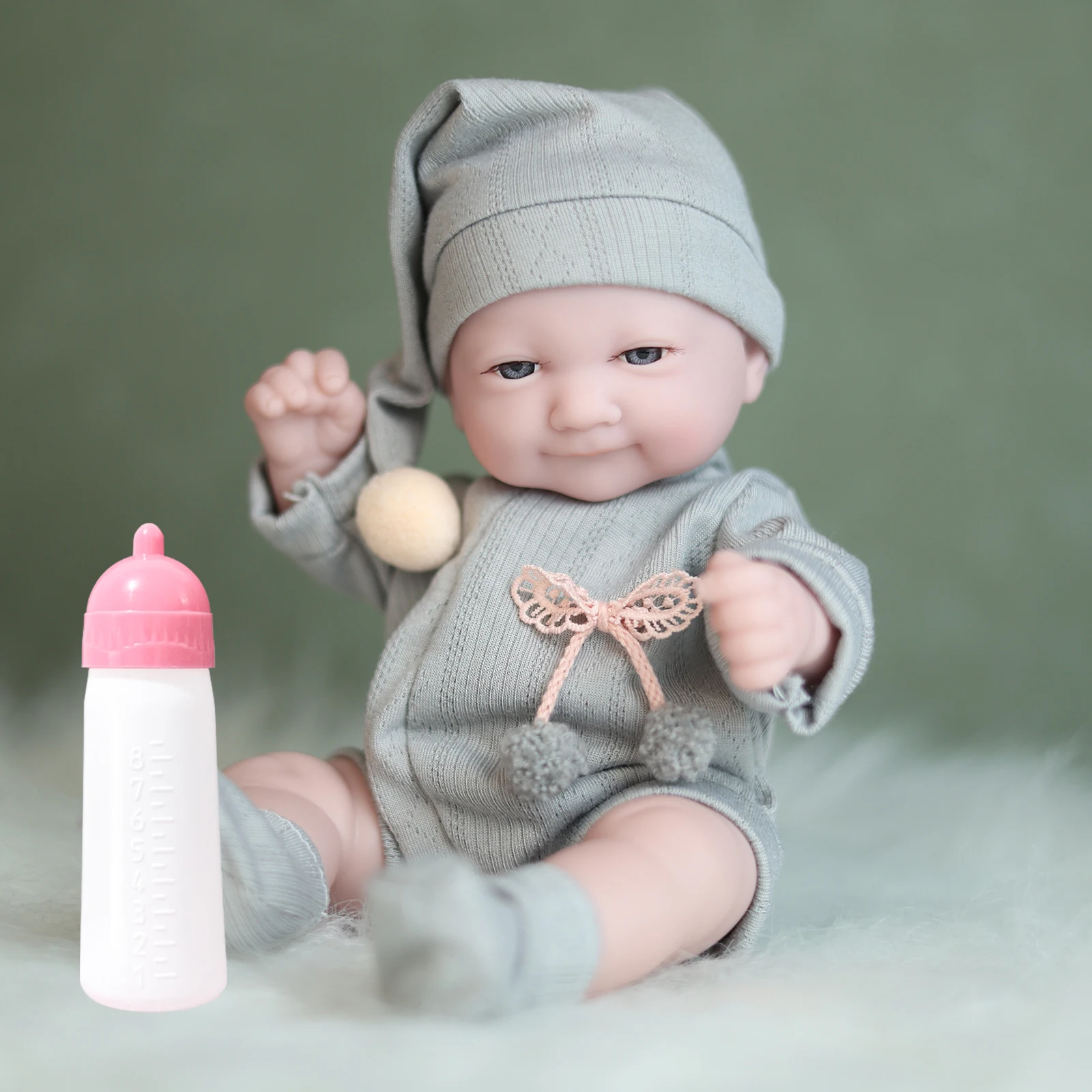 11Inches 28cm Realistic Baby Born Dolls with Bottle Xmas Hat Stocking Clothes Christmas Gift Ultimate Bebe Reborn for Children