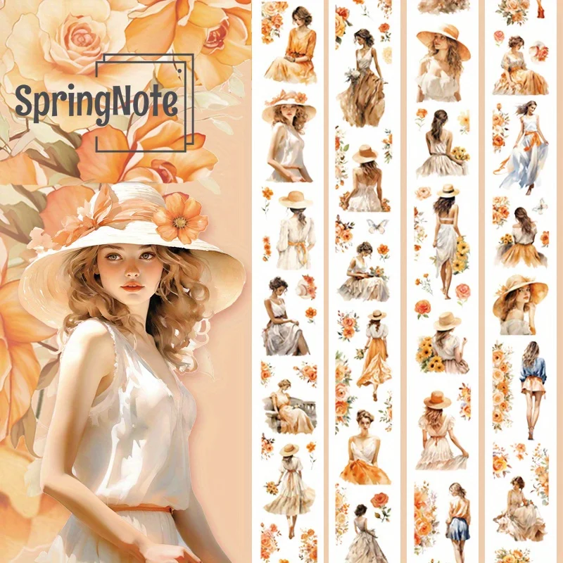 200cm No-Repeat Pre-Cut Beautiful Girl PET Tape Matte Transparent Decortaive Adhesive Tape For Stickers Scrapbooking Journal DIY