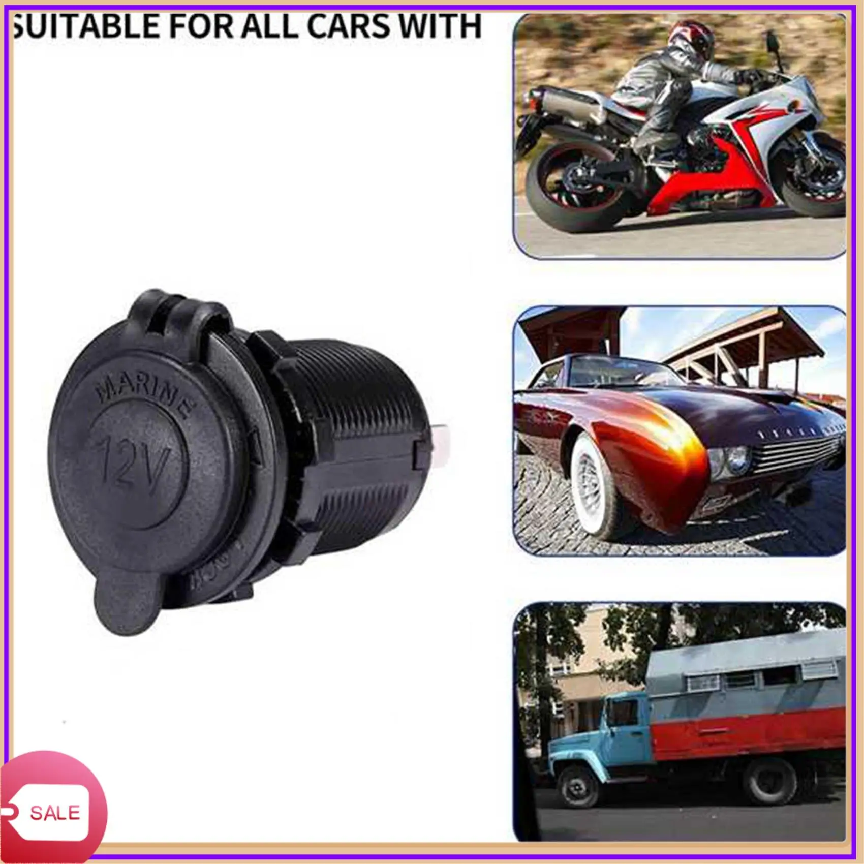 

Prominent 5Pcs 12V Power Waterproof Socket Car Cigarette Lighter Socket Cigarette Lighter Adapter For Marine ATV RV Motorcycle