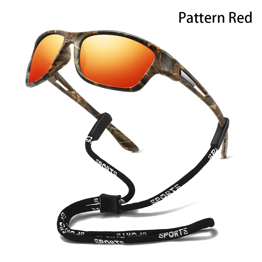 Tarnfarben-Sonnenbrille mit Kette, Vintage-Stil für Angeln, Autofahren, Sport und Freizeit, Unisex-Laufbrille, Bergsteiger-Sportbrille – Detail 7