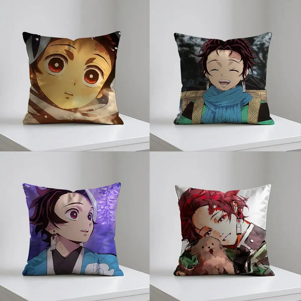 T-Tanjiro Kamados Case Plush Fabric Soft Pillowcase Double Sided Print Cushion Cover Household Gifts