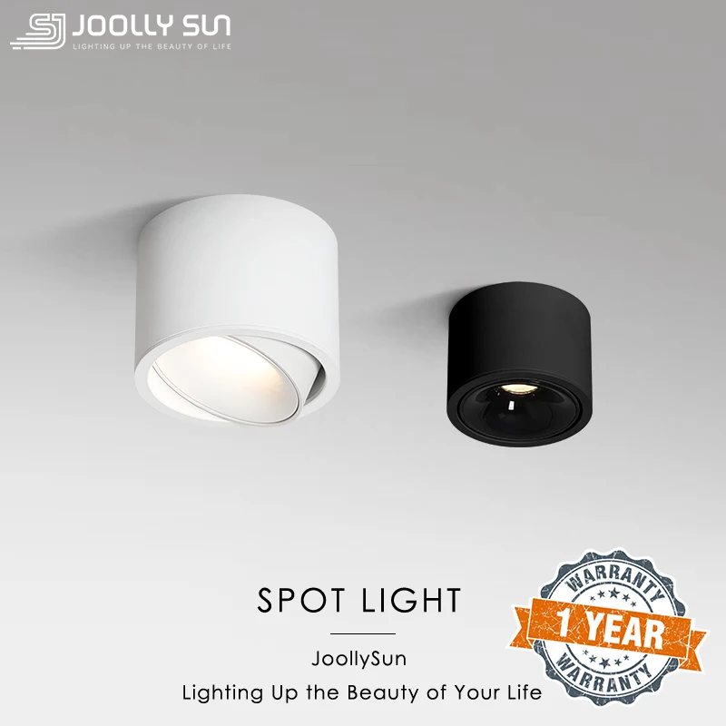 

JoollySun Surface Mounted Spot Light Led Down Light Adjustable Spotlight for Living Room Corridor Store Interior Light Fixture