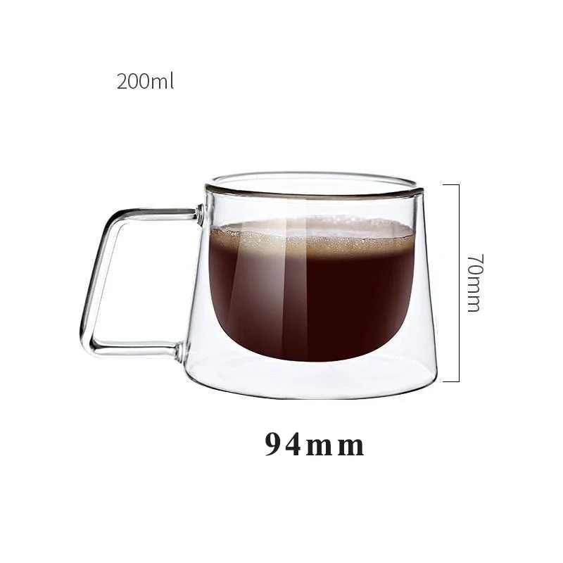 200ml Double Wall Glass Coffee Mug French Creative Mug Heat-resistant Espresso Cup Thermo Insulated Cup Tea Water Drinkware Set