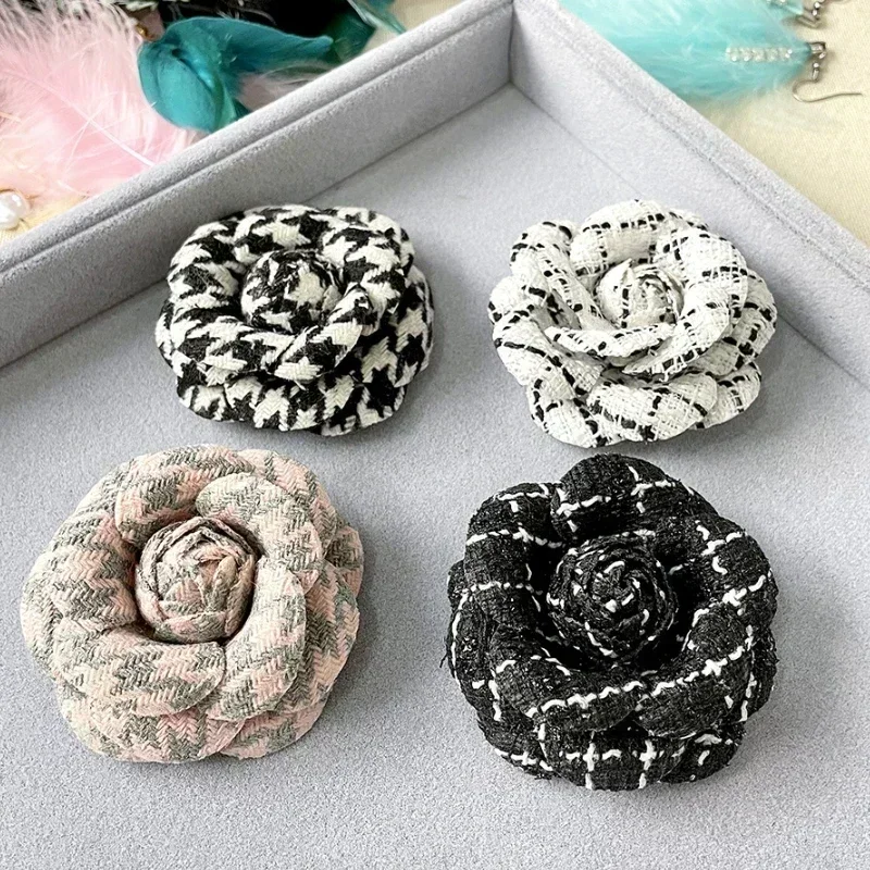 Broche de flor de Camelia de tela Retro para mujer, cárdigan a la moda, abrigo, ramillete, Pin de solapa, accesorios de joyería para ropa y niña