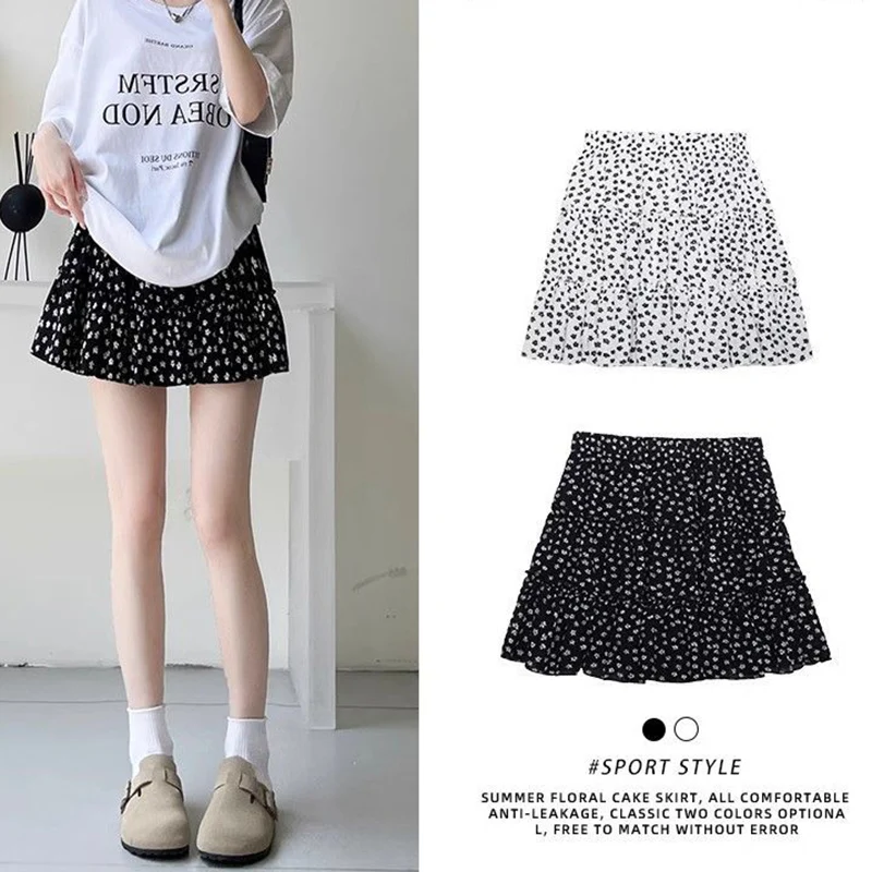 

2026 Summer Girls Chic Floral Printed High Waist Skirts Women Retro Short A-line Dress Lady Korean Classic Fashion Skirts
