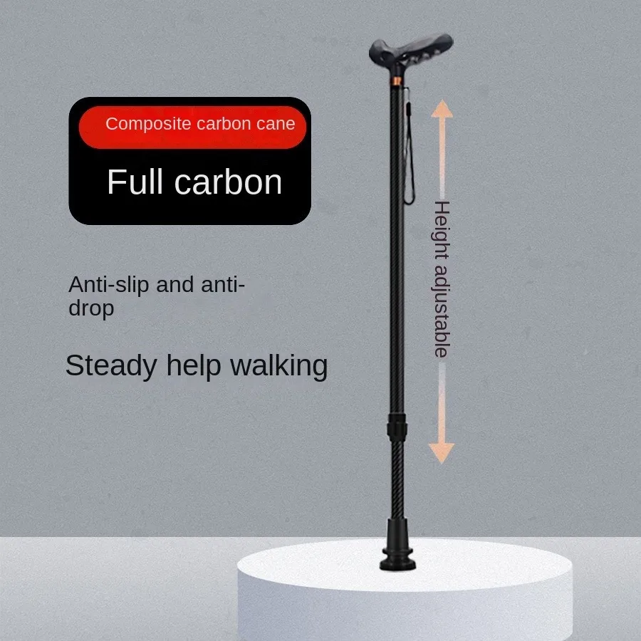 

Carbon Fiber Telescopic Hiking Cane Anti-Slip Fall-Proof Adjustable Height Walking Stick for Assisted Hikin trekking pole