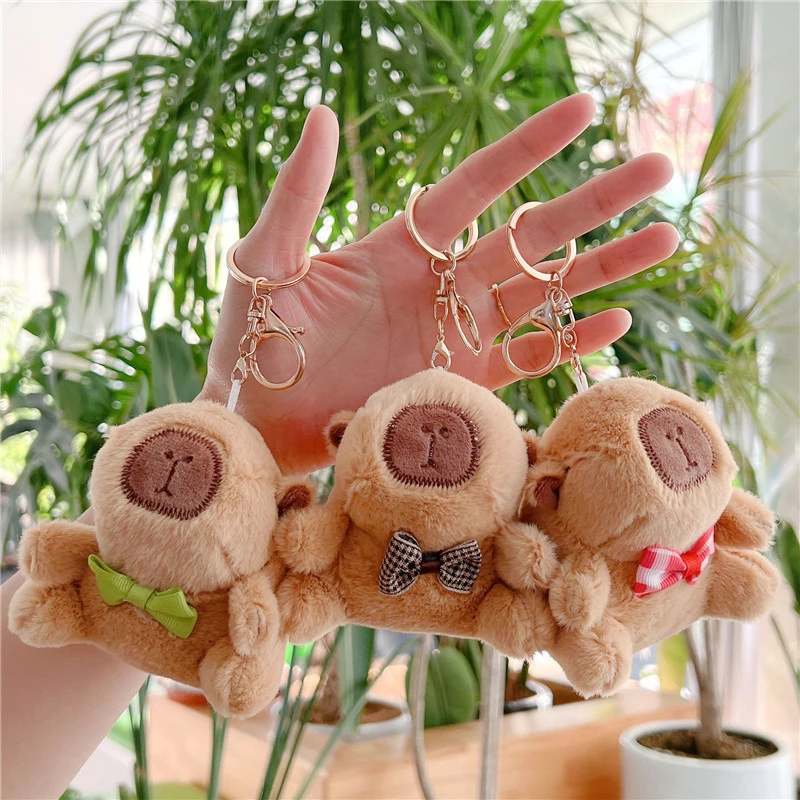 Capybara Plush Keychains Cute Bag Pendant Simulation Capibara Anime Fluffty Toys