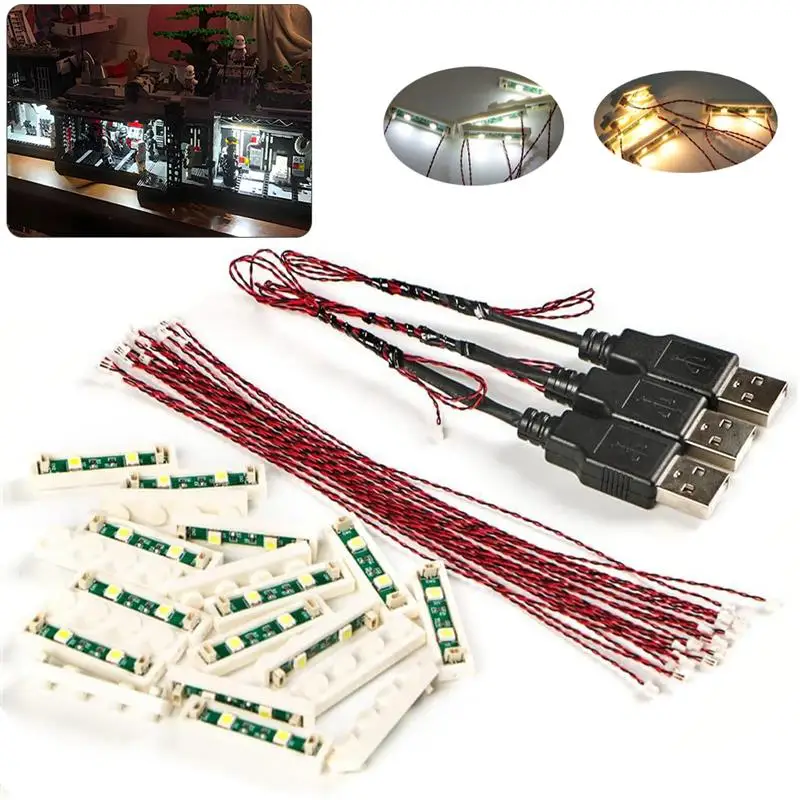 

20pcs 1X4 LED Lighting Kit For Stacking Blocks Bricks City DIY Combination Module MOC Compatible With Bricks 3710 Model Lights