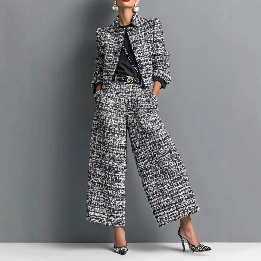 Elegante High-Waist-Hosenanzüge mit Taschen, temperamentvoller Blazer mit Revers und langen Ärmeln & Hosen-Set, modische Damen-Freizeit- und Pendler-Zweiteiler-Sets