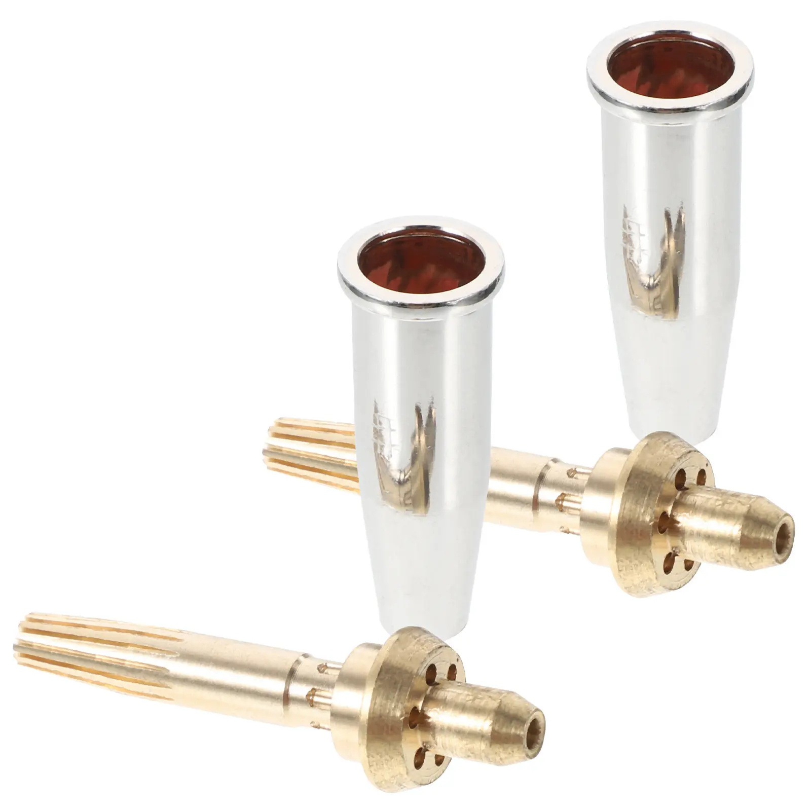

2Pcs Cutting Torch Tip Brass Polished Chromium Plated Heavy Duty Propane Natural Gas Replacement Tips High Concentricity