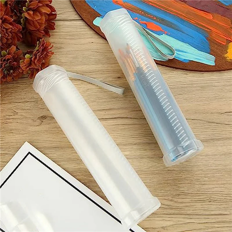 

20 Pack Extendable Plastic Paint Brush Case, Clear Long Paint Brush Holder Tube, Storage Pencil Container