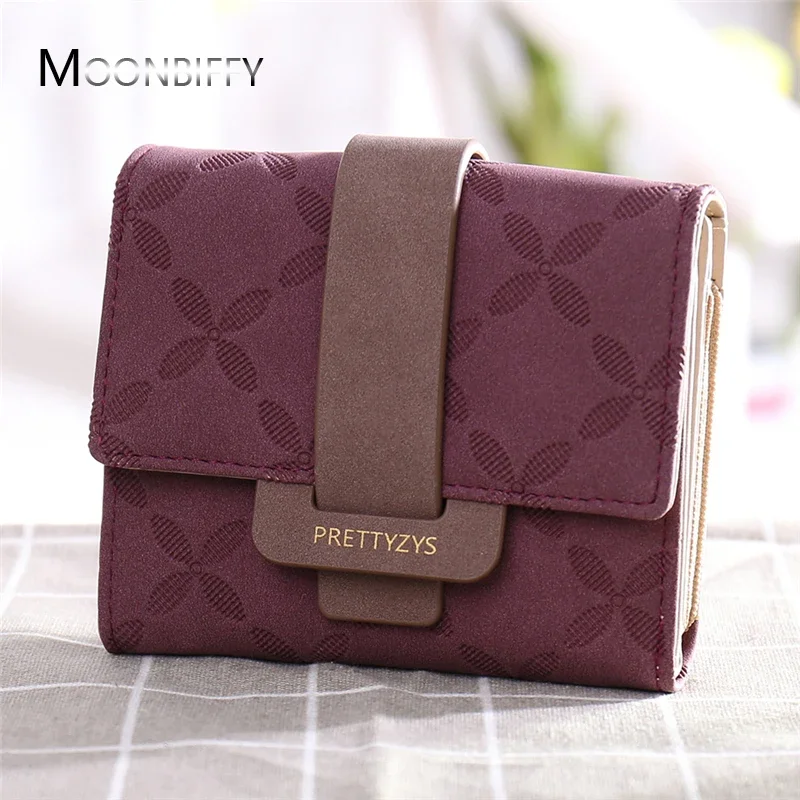 

2021 New Women Fashion Leather Bifold Short Wallets Female Luxury Designer Small Purse Zipper Card Holder Coin Pockets