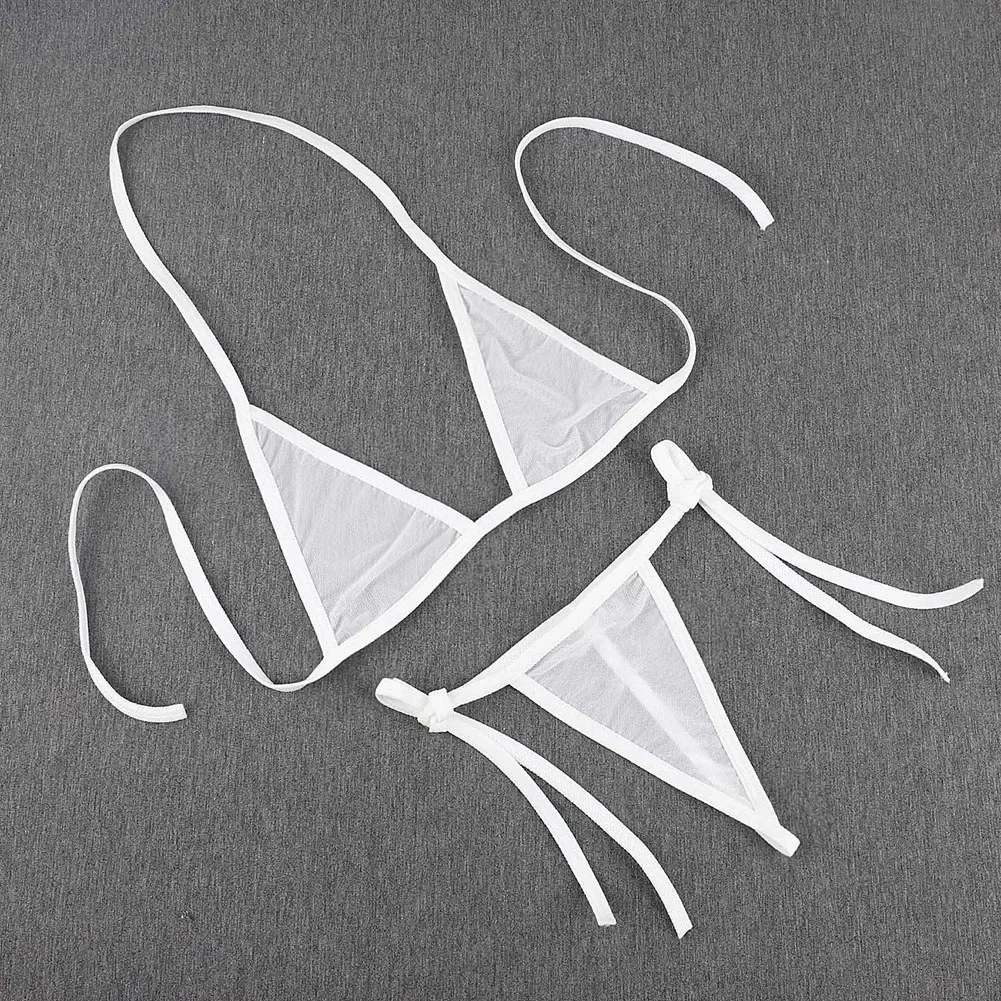 Women's Sexy Lingerie Quick Dry Bikini Swimwear 2 Piece Bra With Tie Side Thong Beachwear Breathable Underwear Low Rise Panties