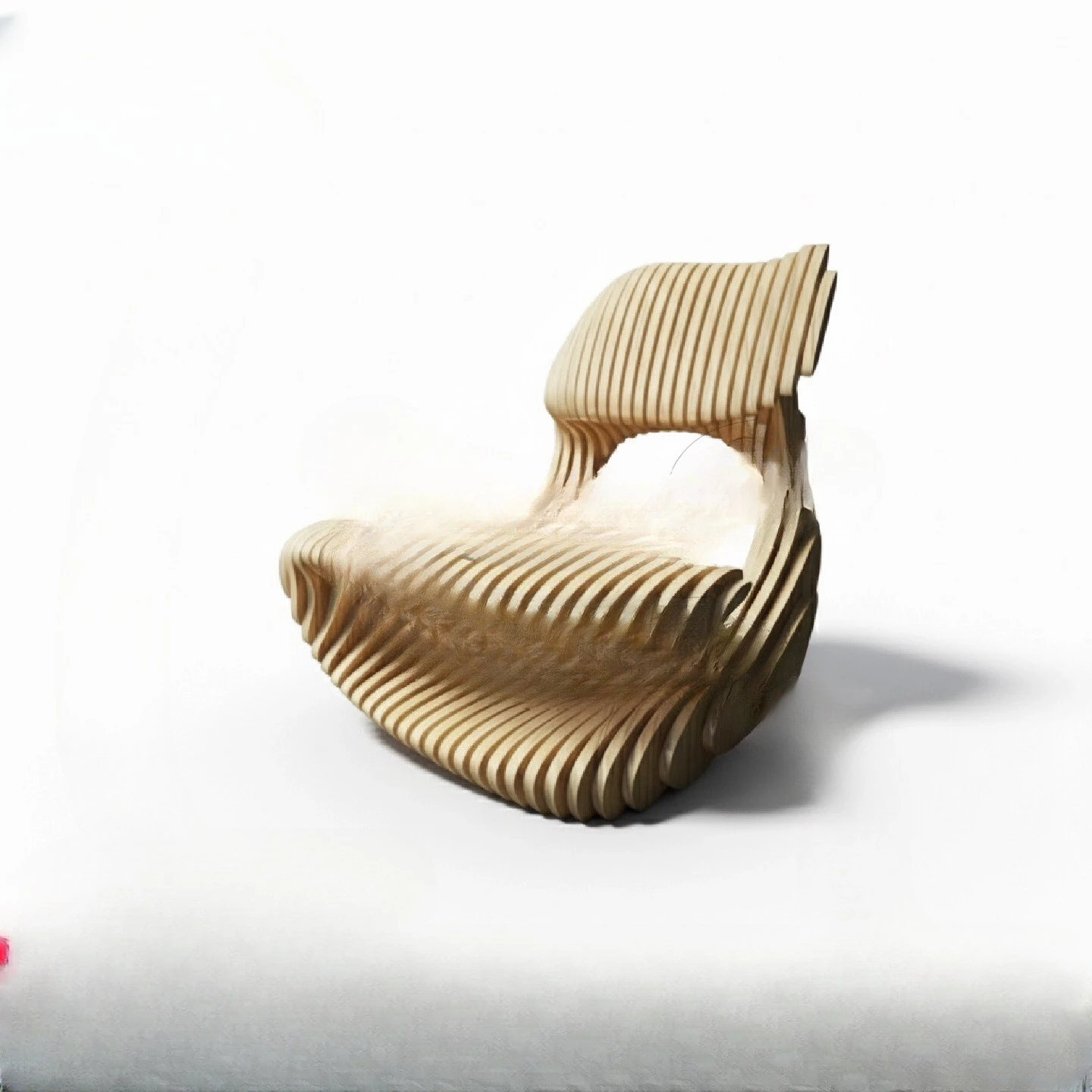 

Wooden Slice Curved Seat Parametric Villa Living Room Balcony Terrace Creative Single Sofa Seat Chair