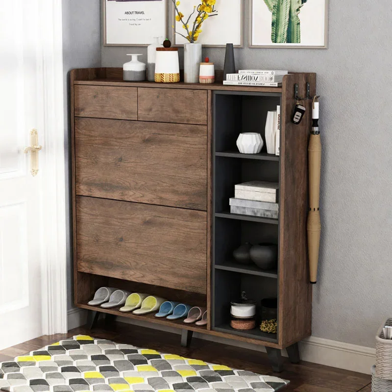 Nordic Wood Dust Proof Shoe Cabinets Space Saving Designs Drawers Shelf Shoe Rack Large Entrance Vertical Scarpiera Furniture