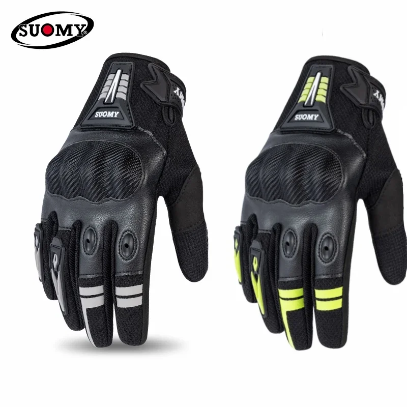 

SUOMY Men Summer Breathable Thin Motorcycle Gloves Touch Screen Riding Gloves Women Anti-slip Anti-drop Wear-resistant Gloves