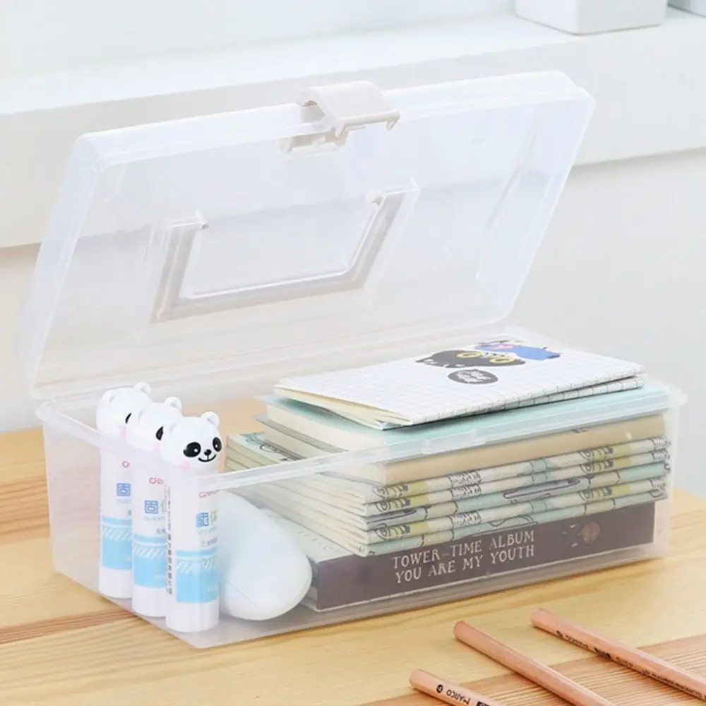 1Pcs Transparent Plastic Storage Box Sundries Stationery Mask Waterproof Dustproof Miscellaneous Container Box Household