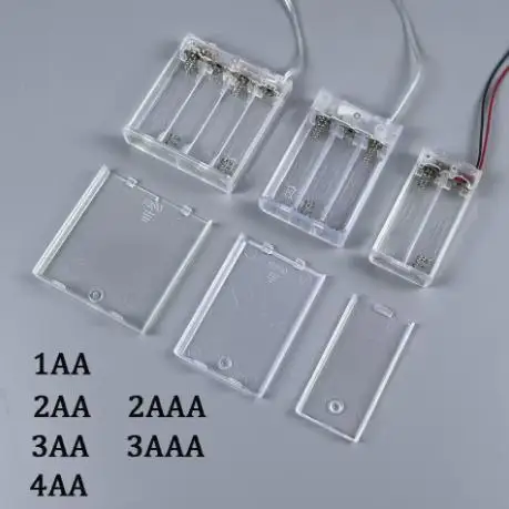 2/3/4 Clear Slot AA Battery Case 1.5V/3V/4.5V/6V/9V/12V AA Battery Holder Box AA Storage Case With Wire Cable ON/OFF Switch