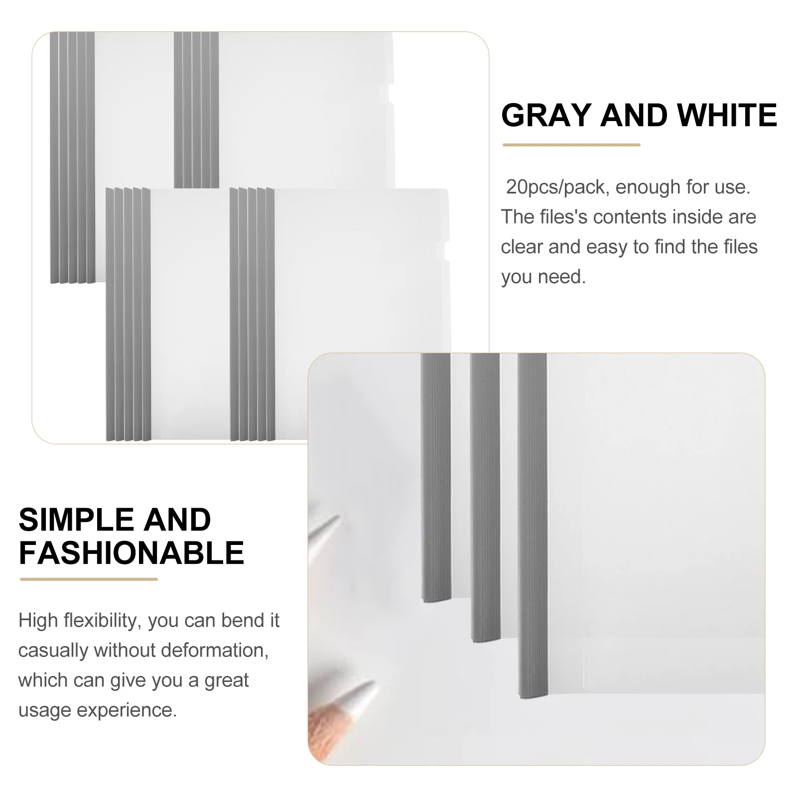 

20pcs Triangle File Folders A4 Transparent Sliding Bar Clamp For Office School Document Organizer Report Covers File Storage