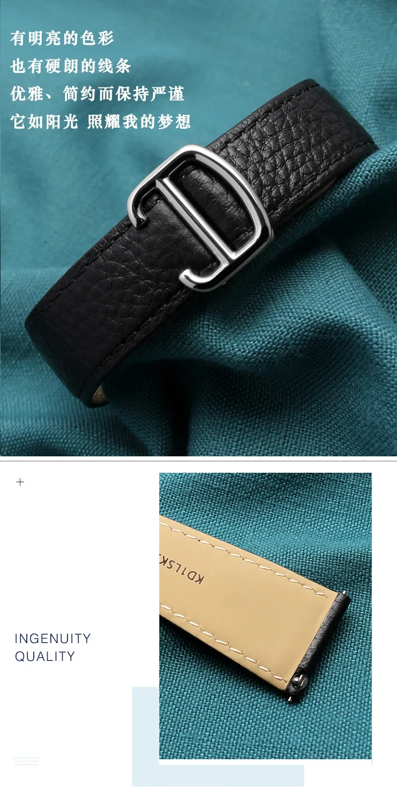 Für Cartier Tank London Solo Series WSTA0029 WSTA0030, Lederarmband, 23 mm, für Damen und Herren, Litchi-Lederarmband, 20, 22, 23, 25 mm. – Detail 3