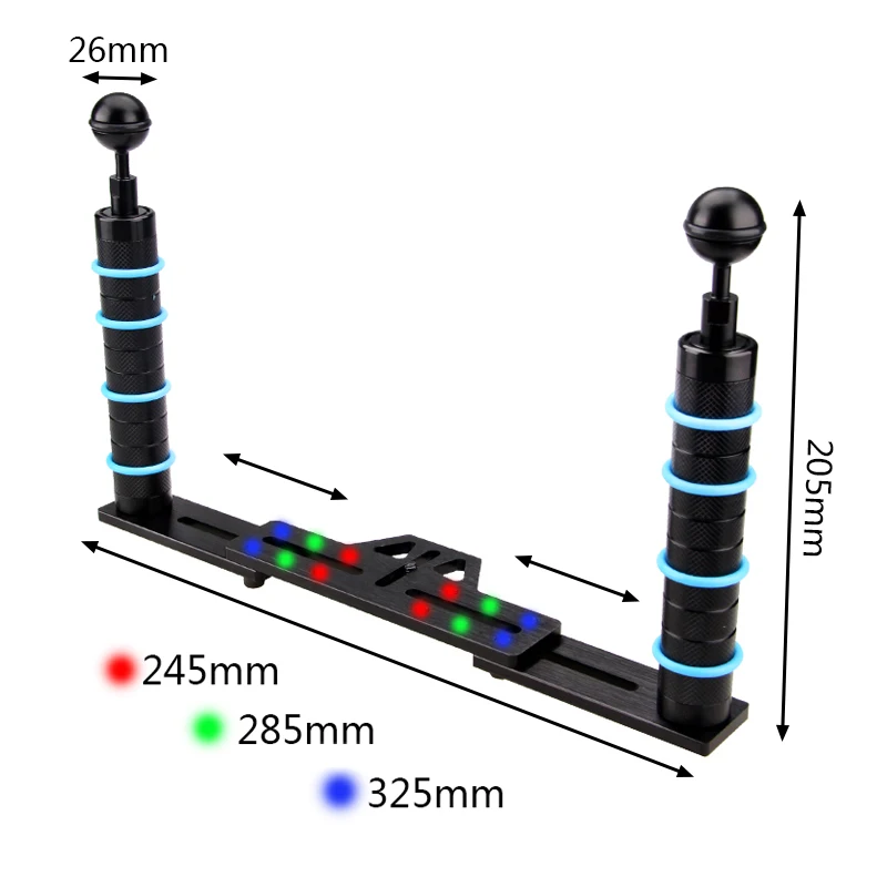 Diving dual handheld photography adjustable fill light stand Camera Diving Tray Bracket Single Dual Handle Grip Ball Head Light