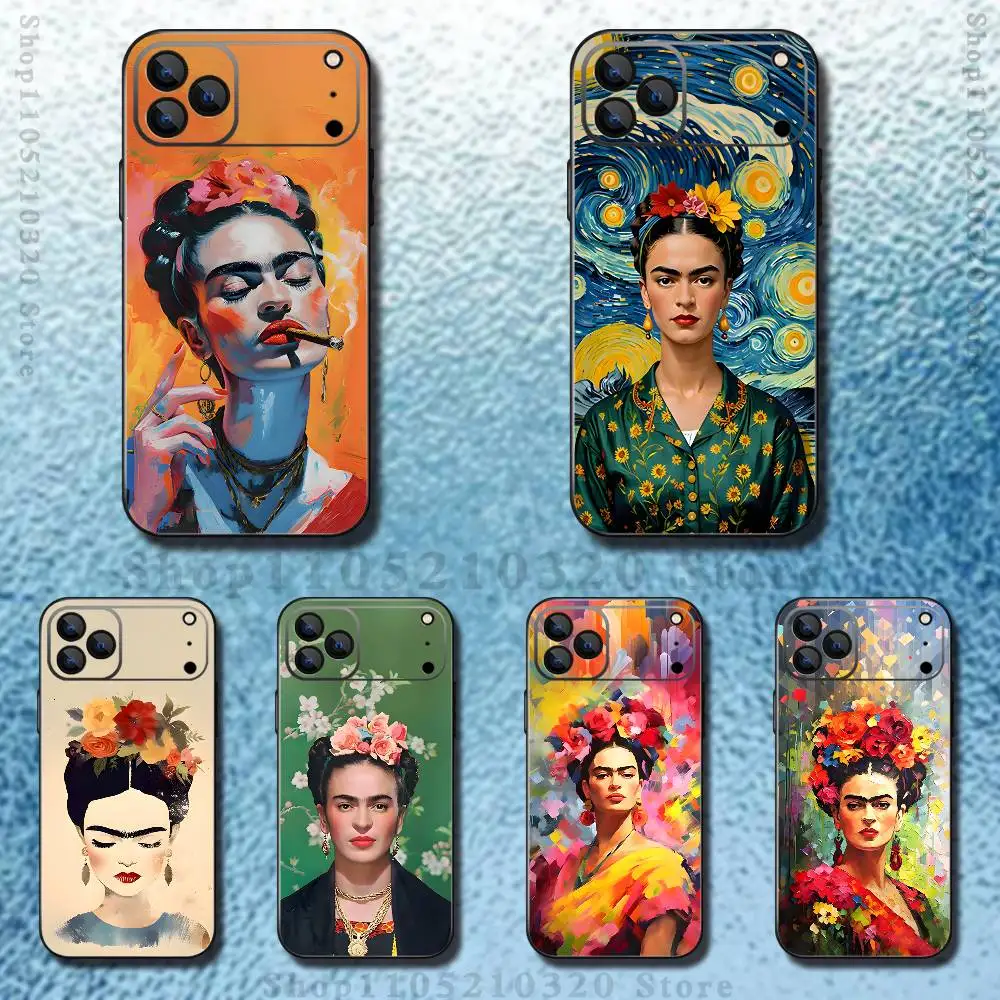 

Artist F-Frida K-Kahlos Phone Case For iPhone 17,16,15,14,13,12,11 ,Pro Max,XS,X,XR,SE,Mini,8,7,Soft Silicone Black Cover