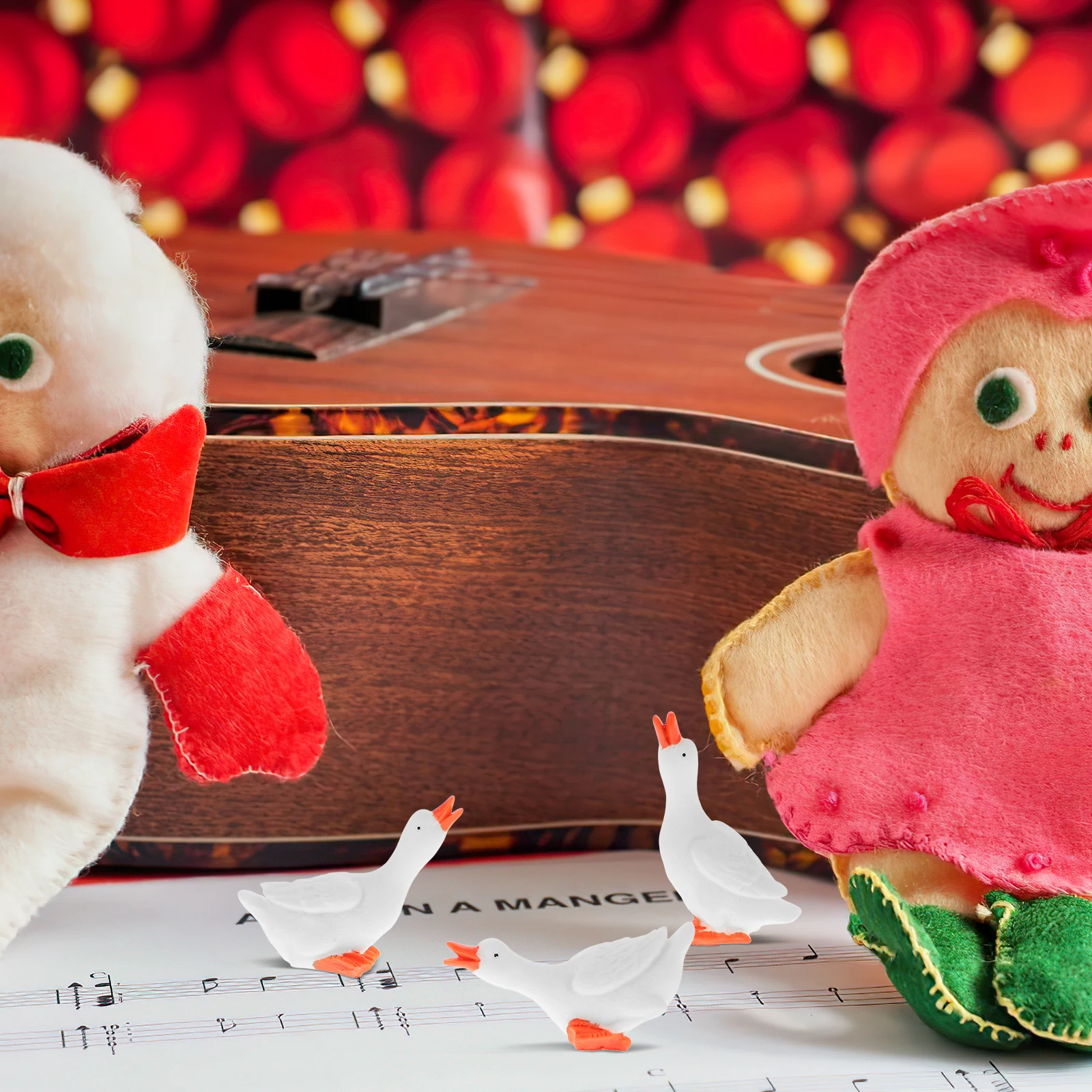 

3Pcs Durable Resin Simulation White Goose Mini Ornaments Decorative Figurines Home Garden Landscaping Simulation White Goose