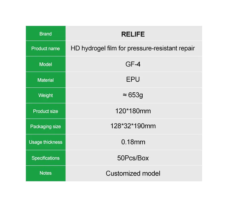 RELIFE GF-4 Druckresistenter HD-Hydrogelfilm mit Aufladecode, der den Telefonbildschirm für Filmschneidemaschinen schützt – Detail 15