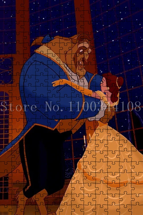 Disney Beauty and The Beast Paper Puzzle 35/300/500/1000 PCS Cartoon Movies Jigsaw Puzzles for Adults Decompressing Assemble Toy