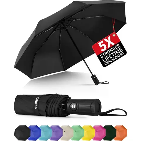 Windproof Travel Umbrella, Automatic Umbrellas for Rain, Portable & Compact Umbrella for Backpack