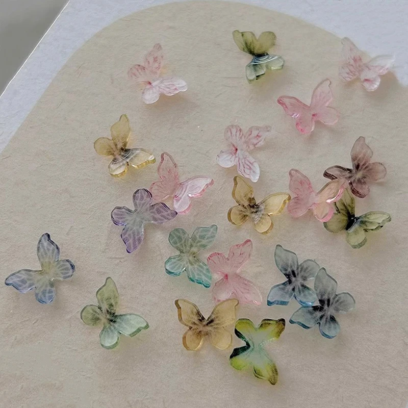 Resin Butterfly Nail Accessories 3D Monet Garden Color Oil Painting Small Butterfly Nail Diamond Nail Art DIY Design Decoration