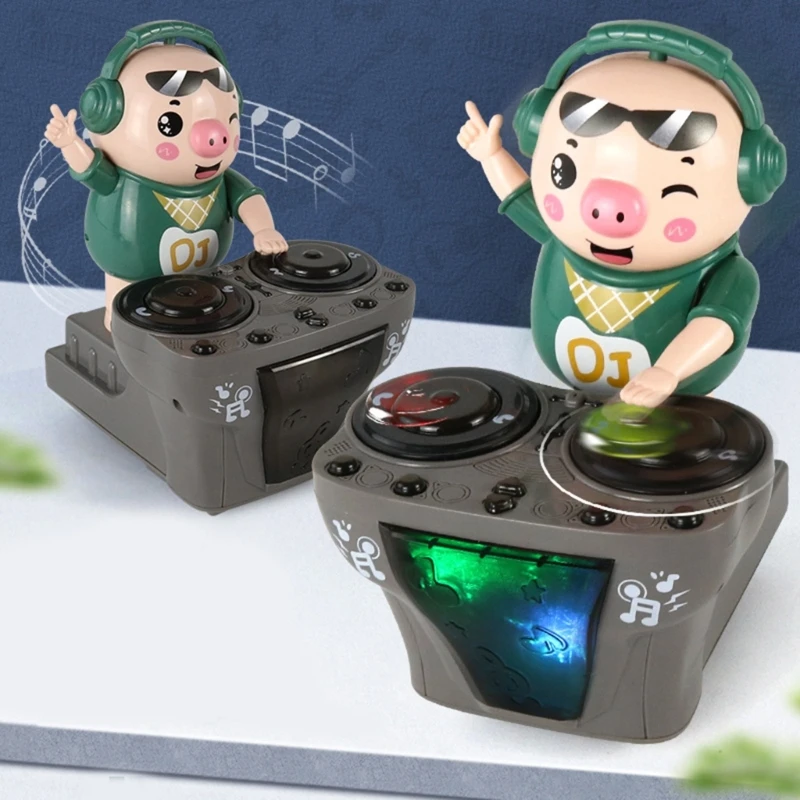 

B2EB Electric DJ Pig Toy Universal Wheel Flashing PlayVehicle Toy Boy Girl Favor Gift