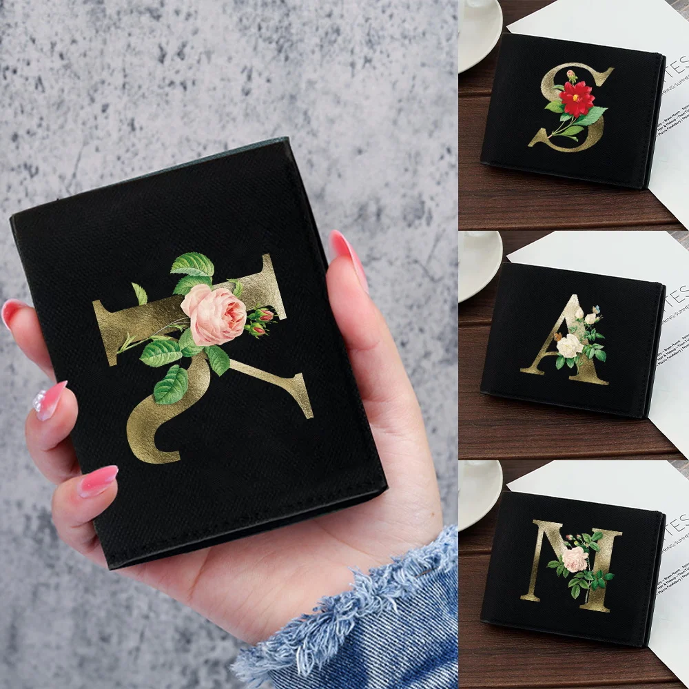 Pocketbook High-quality Golden Flower Printing Series New Simple Foldable High-quality Short Wallets Fashion Change Storage Bag