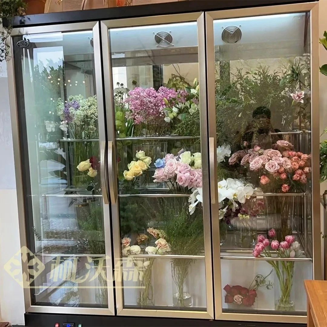 

flower fresh-keeping cabinet floral full-screen display refrigerated cabinet fully transparent large-capacity display cabinet