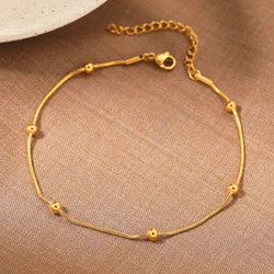 Aomogo Stainless Steel Anklet Simple Snake Bead Chain Hip Hop Punk Anklet Fashion Light Luxury Women's Jewelry Banquet Gift