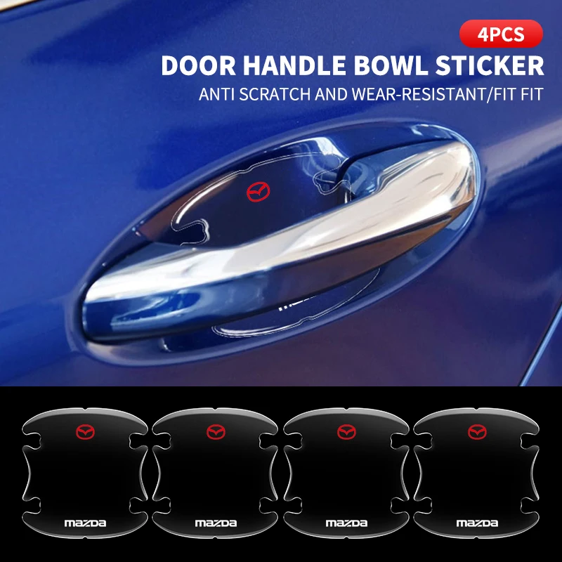 

4pcs Car Door Bowl Handle Protector Stickers Transparent Anti-scratch Film For Mazda 3 BK BL Axela 2 5 CX5 CX6 CX-4 6 GH GG