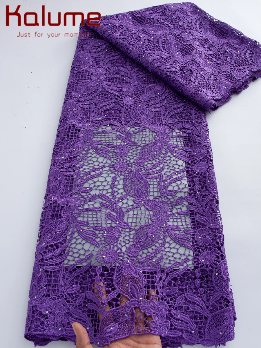 Kalume 2026 High Quality Embroidery French Guipure Cord Lace Fabric African Lace Fabric for Nigerian Wedding Dresses F3630