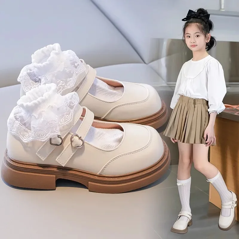 Neue Mode Mädchen Leder Schuhe Zurück Zu Schule Schwarz Party Hochzeit Wohnungen Für Hochzeit Party Herz Schnalle Prinzessin Kinder Schuhe