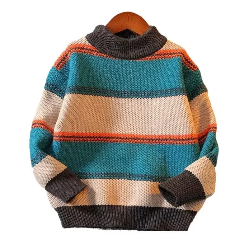 Winter Knitted Sweater Korean Kids Autumn Clothes Top 2024 Sweater for Boy Kids Luxury Clothing 5 6 7 8 9 10 11 12 13 14 15 Year