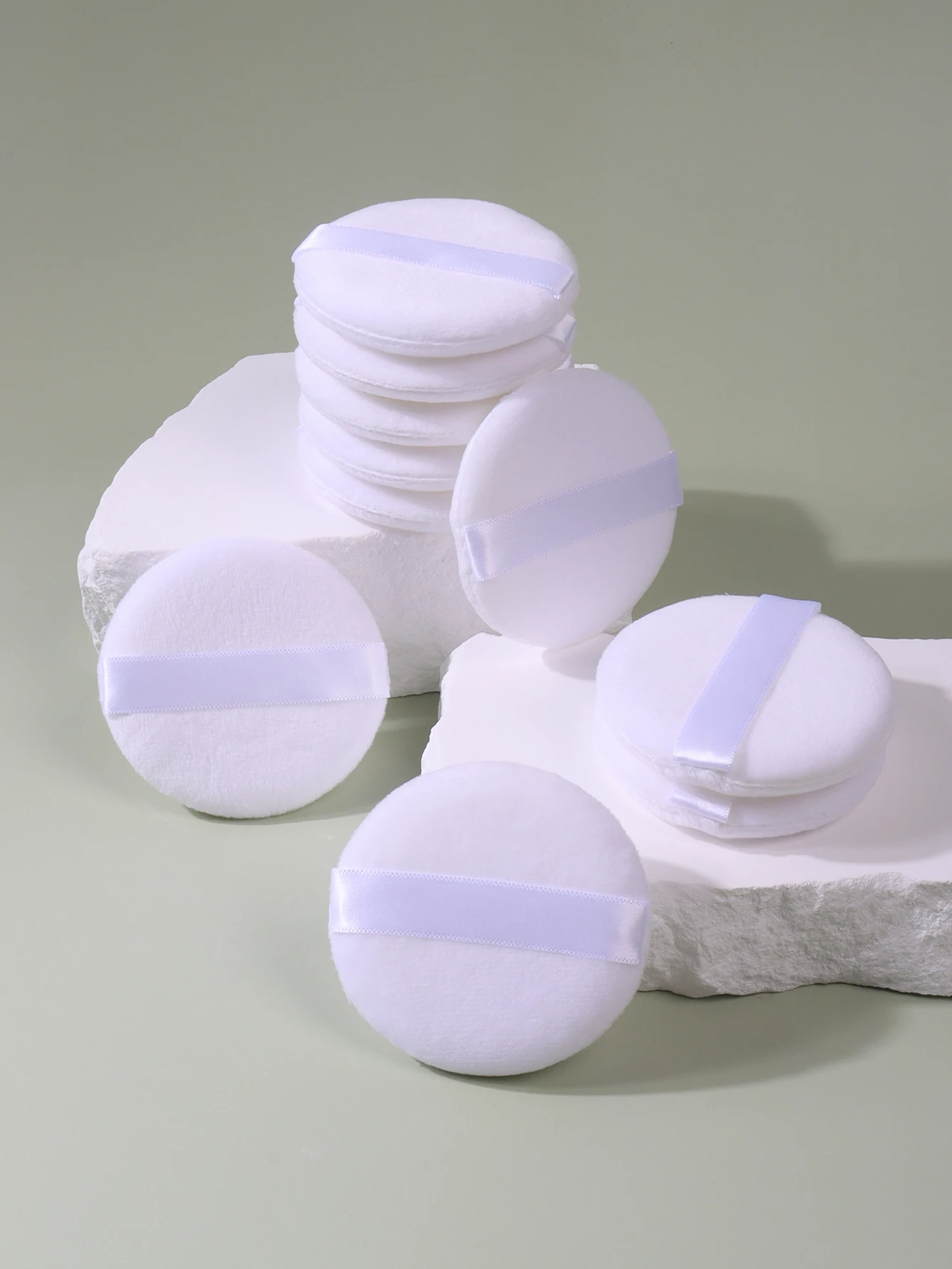 2-5-10-20 unidades portátil e prático sopro de pó redondo branco de alta qualidade para base e fixação de maquiagem 2030