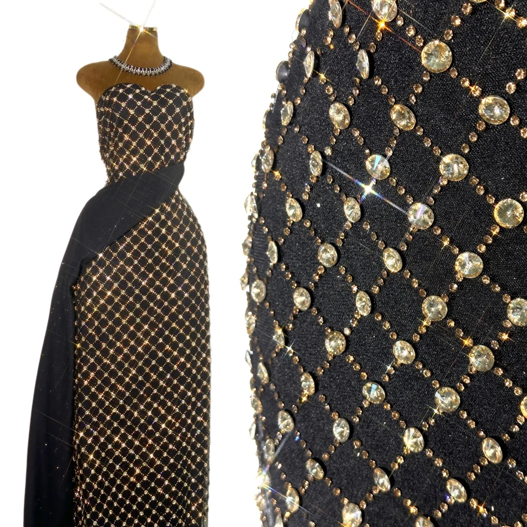 Luxury Elegant African Beaded Embroidery Lace Fabric 5 Yards Nigerian French Sequins Tulle Lace For Women Party Dress DIY Sewing